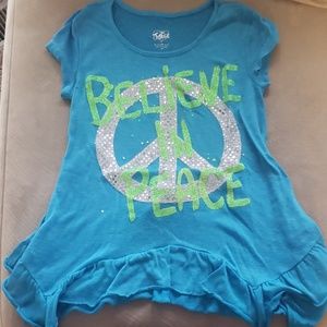 Girls Justice shirt with ruffled hem and tie